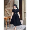 Đầm Xòe Cổ Trắng Nơ Nhí 3 Nút Cài Eo Tôn Dáng Thanh Lịch – MORI CLOTHINGS 2