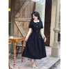 Đầm Xòe Cổ Trắng Nơ Nhí 3 Nút Cài Eo Tôn Dáng Thanh Lịch – MORI CLOTHINGS 7