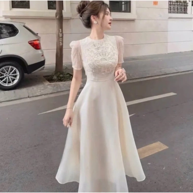 Đầm xoè dự tiệc dài chất tơ phối lưới đính đá - Sang trọng, giảm giá 305.000₫ 4