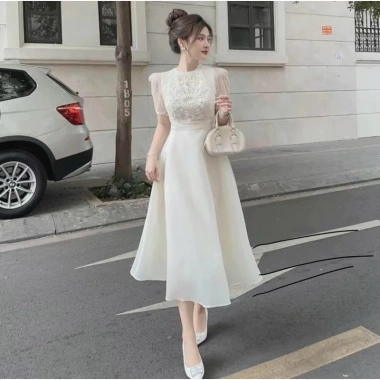 Đầm xoè dự tiệc dài chất tơ phối lưới đính đá - Sang trọng, giảm giá 305.000₫ 6