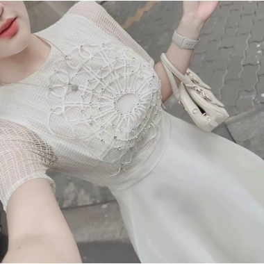 Đầm xoè dự tiệc dài chất tơ phối lưới đính đá - Sang trọng, giảm giá 305.000₫ 7