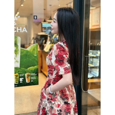 Đầm xòe hoa cổ tròn 2 tầng có túi S&M - Giá ưu đãi 185k (Hình thật, video) 3