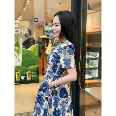Đầm xòe hoa cổ tròn 2 tầng có túi S&M - Giá ưu đãi 185k (Hình thật, video) 5
