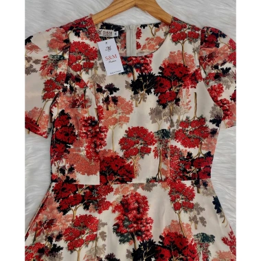 Đầm xòe hoa cổ tròn 2 tầng có túi S&M - Giá ưu đãi 185k (Hình thật, video) 9