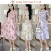 Đầm xòe hoa nhí xếp ngực đính nút tay búp sen có túi - Giá giảm 169.100₫