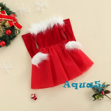 Đầm xoè tutu tay dài trễ vai hoạ tiết Giáng Sinh bé gái, chất lượng cao, 234.144 VND 8