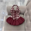 Đầm yếm kẻ dạ mix váy bí bồng, diện chơi Tết, mã mới A24 - Giá chỉ 399.000 VND 3