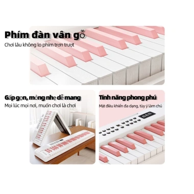 Đàn piano điện Bluetooth 61 phím gấp gọn, di động, cho người mới bắt đầu, trẻ em, ngẫu hứng – Giá ưu đãi 1.066.000₫