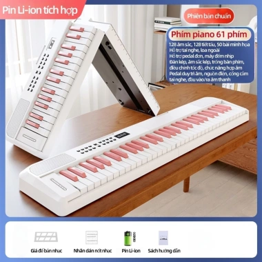 Đàn piano điện Bluetooth 61 phím gấp gọn, di động, cho người mới bắt đầu, trẻ em, ngẫu hứng – Giá ưu đãi 1.066.000₫