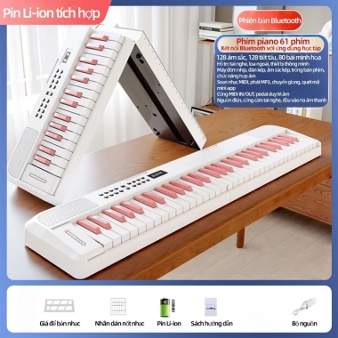 Đàn piano điện Bluetooth 61 phím gấp gọn, di động, cho người mới bắt đầu, trẻ em, ngẫu hứng – Giá ưu đãi 1.066.000₫