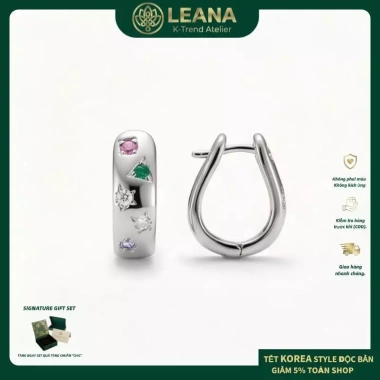 DANA Nhẫn và Bông Tai Dày Nhiều Màu Cube Zirconia - Phong Cách Tuyên Bố, 284.900 VND