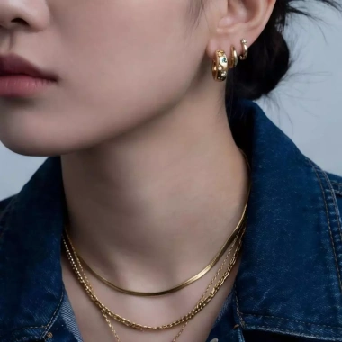 DANA Nhẫn và Bông Tai Dày Nhiều Màu Cube Zirconia - Phong Cách Tuyên Bố, 284.900 VND