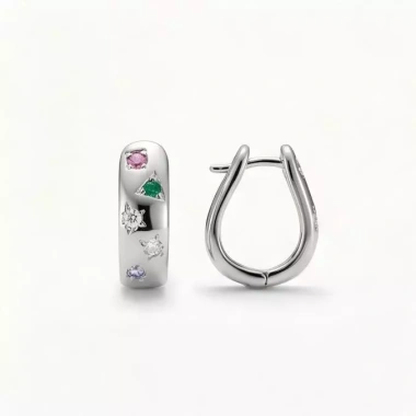 DANA Nhẫn và Bông Tai Dày Nhiều Màu Cube Zirconia - Phong Cách Tuyên Bố, 284.900 VND