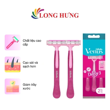 Dao cạo Gillette Venus Daisy 3 - 2 cây, lưỡi siêu mịn, giá chỉ 49.000 VND