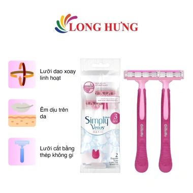 Dao cạo Gillette Venus Simply Basic 2 cây - Lưỡi mỏng siêu mịn, giảm còn 49k