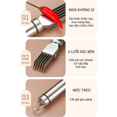 Dao cắt sợi hành, rau muống inox không gỉ LIA123 - Nắp đậy lưỡi, giá 34.320₫