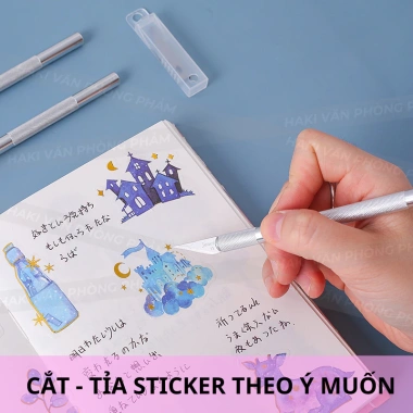 Dao cắt washi tape HAKI - Dụng cụ dán bullet journal, 6 lưỡi dao tỉa sticker 6