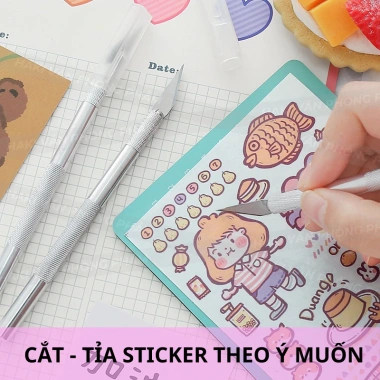 Dao cắt washi tape HAKI - Dụng cụ dán bullet journal, 6 lưỡi dao tỉa sticker 7