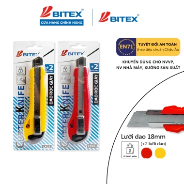 Dao rọc giấy Bitex CK02 18mm - Cắt giấy mượt, bền bỉ, Giá ưu đãi 26.200đ Dao rọc giấy Bitex CK02 18mm - Cắt giấy mượt, bền bỉ, Giá ưu đãi 26.200đ