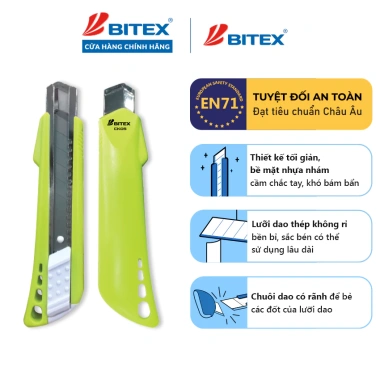 Dao rọc giấy Bitex CK05 18mm - Lưỡi sắc mạnh, an toàn, chỉ 27.300₫ giảm từ 33.579₫ 2