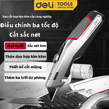 Dao rọc giấy Deli cầm tay công nghiệp đa năng lưỡi dày chữ T - Giá 99.000₫