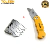 Dao trổ TOLSEN gấp gọn vỏ nhôm, thay lưỡi siêu nhanh kèm 5 lưỡi SK5 Nhật - Tiêu chuẩn Châu Âu 3