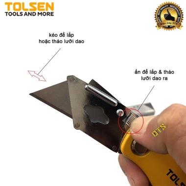 Dao trổ TOLSEN gấp gọn vỏ nhôm, thay lưỡi siêu nhanh kèm 5 lưỡi SK5 Nhật - Tiêu chuẩn Châu Âu