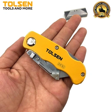 Dao trổ TOLSEN gấp gọn vỏ nhôm, thay lưỡi siêu nhanh kèm 5 lưỡi SK5 Nhật - Tiêu chuẩn Châu Âu