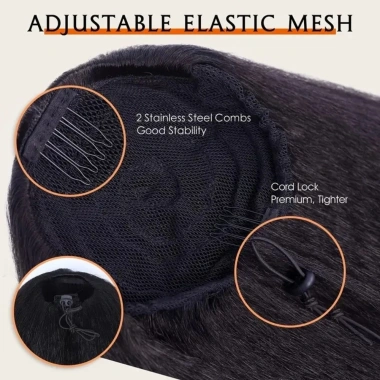 DARON Dài Yaki Thẳng Đuôi Ngựa Kẹp Dây Rút Afro Đen Nâu Phụ Kiện Tóc Dự Tiệc 150k 6