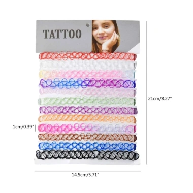 Dasbsug 12 Miếng Vintage Hippy Co Giãn Hình Xăm Vòng Cổ Choker - Giá chỉ 54.404₫