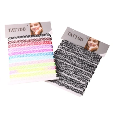 Dasbsug 12 Miếng Vintage Hippy Co Giãn Hình Xăm Vòng Cổ Choker - Giá chỉ 54.404₫