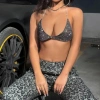 Dasbsug Hộp Đêm Nữ Lấp Lánh Kim Cương Giả – Bikini Dây Lưng Crop Top Áo Ngực Dây Xích 5