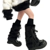 Dasbsug Nữ Fuzzy Boot Cover Giữ Ấm Chân - Ruy Băng Nơ Dễ Thương cho Quần Legging 5