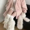 Dasbsug Nữ Fuzzy Boot Cover Giữ Ấm Chân - Ruy Băng Nơ Dễ Thương cho Quần Legging 7