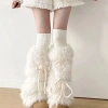 Dasbsug Nữ Fuzzy Boot Cover Giữ Ấm Chân - Ruy Băng Nơ Dễ Thương cho Quần Legging 8