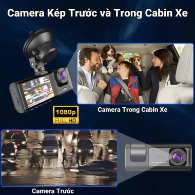 Dash Cam HD 1.080p Cảm biến trọng lực, ống kính góc rộng, màn hình đỗ xe - 349.000₫