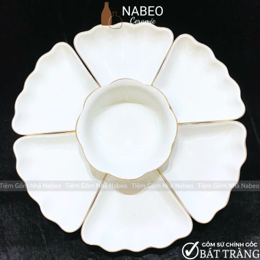 Đặt ngay Bộ Bát Đĩa Cúng Gia Tiên Trắng Vàng Kim, Bộ Hoa Mặt Trời Gốm Sứ Bát Tràng Đa Kích Thước – Giá chỉ 249.000₫ 8