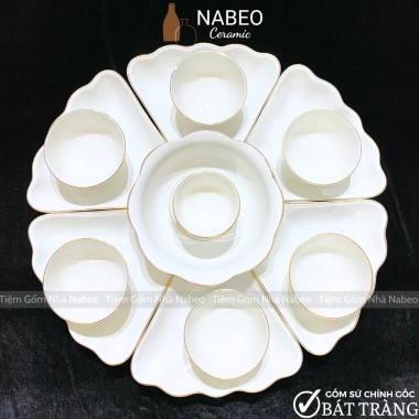 Đặt ngay Bộ Bát Đĩa Cúng Gia Tiên Trắng Vàng Kim, Bộ Hoa Mặt Trời Gốm Sứ Bát Tràng Đa Kích Thước – Giá chỉ 249.000₫ 9