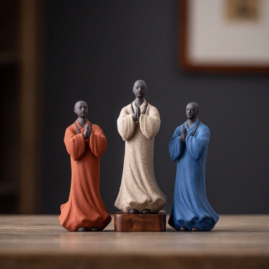 Đất Sét Tím Zen Little Monk - Đồ Trang Trí Nâng Trà, Phòng Khách, Bàn Trà