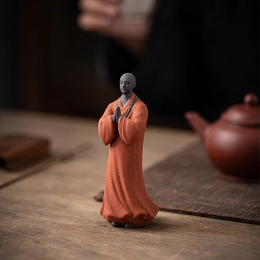 Đất Sét Tím Zen Little Monk - Đồ Trang Trí Nâng Trà, Phòng Khách, Bàn Trà