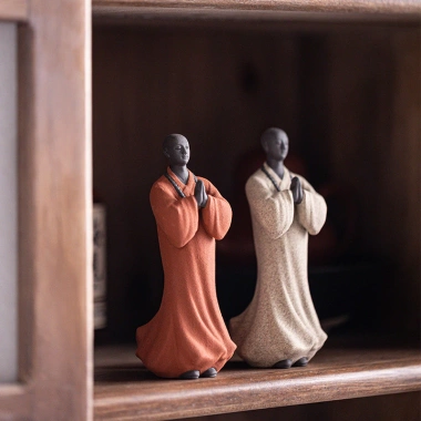 Đất Sét Tím Zen Little Monk - Đồ Trang Trí Nâng Trà, Phòng Khách, Bàn Trà