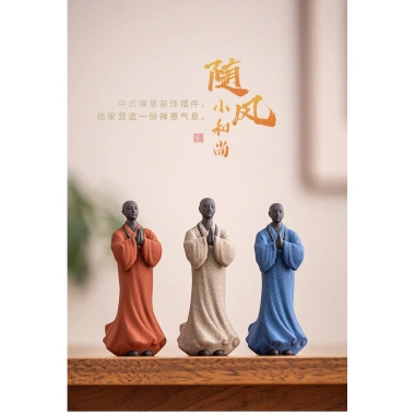 Đất Sét Tím Zen Little Monk - Đồ Trang Trí Nâng Trà, Phòng Khách, Bàn Trà