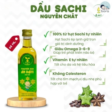 Dầu ăn dặm bé Thuyền Xưa hạt tự nhiên Oliu Macca Óc chó Gấc 65/250ml 70.000đ