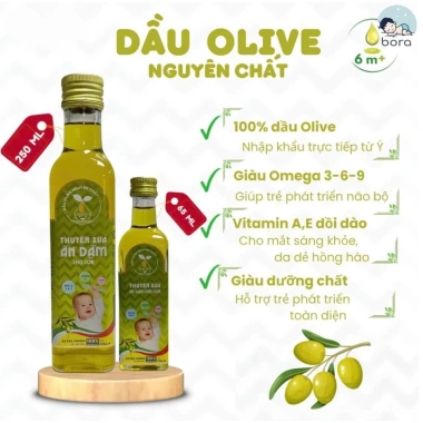 Dầu ăn dặm bé Thuyền Xưa hạt tự nhiên Oliu Macca Óc chó Gấc 65/250ml 70.000đ