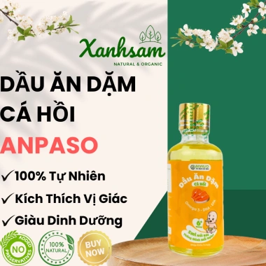 Dầu ăn dặm bé vị cá hồi 50ml ANPASO Xanhsam Organic - Giá 59.000đ Dầu ăn dặm bé vị cá hồi 50ml ANPASO Xanhsam Organic - Giá 59.000đ