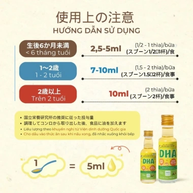 Dầu ăn dặm DHA 6 tháng - Canxi, Omega 3-6-9, hỗ trợ trí thông minh, giá 55k