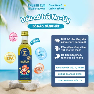 Dầu ăn dặm Thuyền Xưa 65ml - Dầu cá hồi bổ não, sáng mắt cho bé, giảm giá 51.999₫