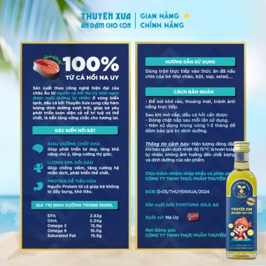 Dầu ăn dặm Thuyền Xưa 65ml - Dầu cá hồi bổ não, sáng mắt cho bé, giảm giá 51.999₫