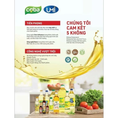Dầu Ăn Đậu Nành CoBa Nguyên Chất 100% - Omega 3-6-9 Giàu Dinh Dưỡng, Tốt Tim Mạch, 1L - Giá 65.000 VND