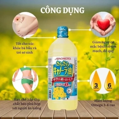 Dầu ăn hoa cải Ajinomoto Nhật Bản – Giá 106.000₫, chất lượng, tốt cho sức khỏe 3